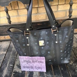 Authentic MCM Visetos Shopper Tote - Black